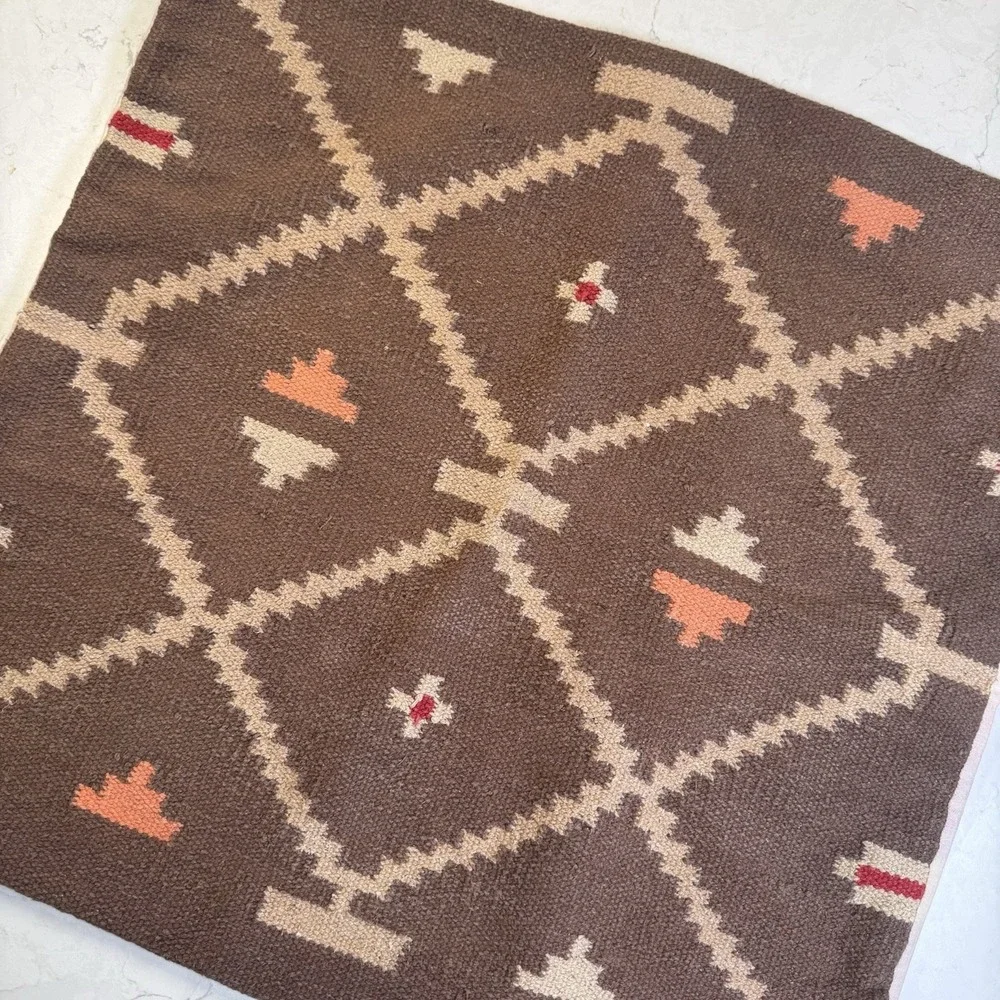 Vtg Kilim Pillow Cover turkish southwestern bohemian Aztec boho Rustic 24